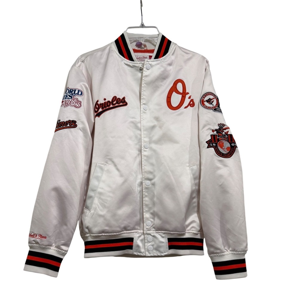 Mitchell & Ness Baltimore Orioles Cooperstown Satin Varsity Jacket White Small